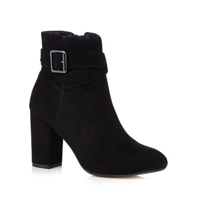 Black buckle high ankle boots